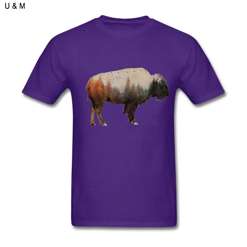 Мужская футболка с круглым вырезом Bison Повседневная оверсайз из хлопка короткими