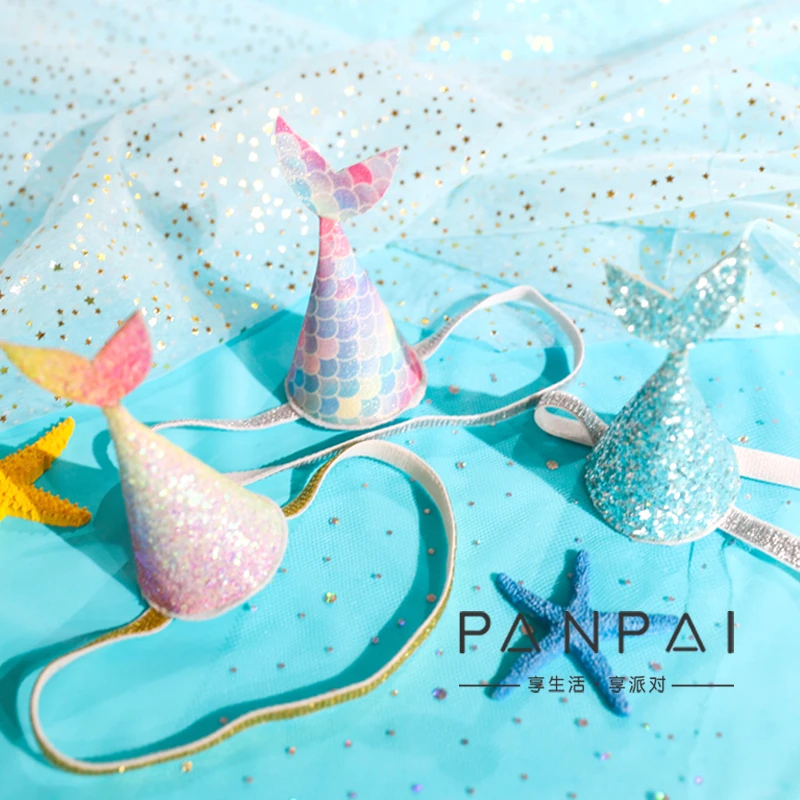 Блестящая шапочка с хвостом русалки головная повязка сделай сам украшение для