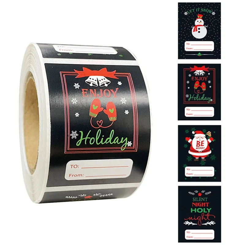 Фото - 300PCS 3.8*5 cm Christmas Day Decoration Gift Series Self-adhesive Sticker Label Roll Sticker  Merry Christmas Stickers New 1inch black hot stamping sticker new year 2022 merry christmas wishes roll paper sticker for living room decoration sticker
