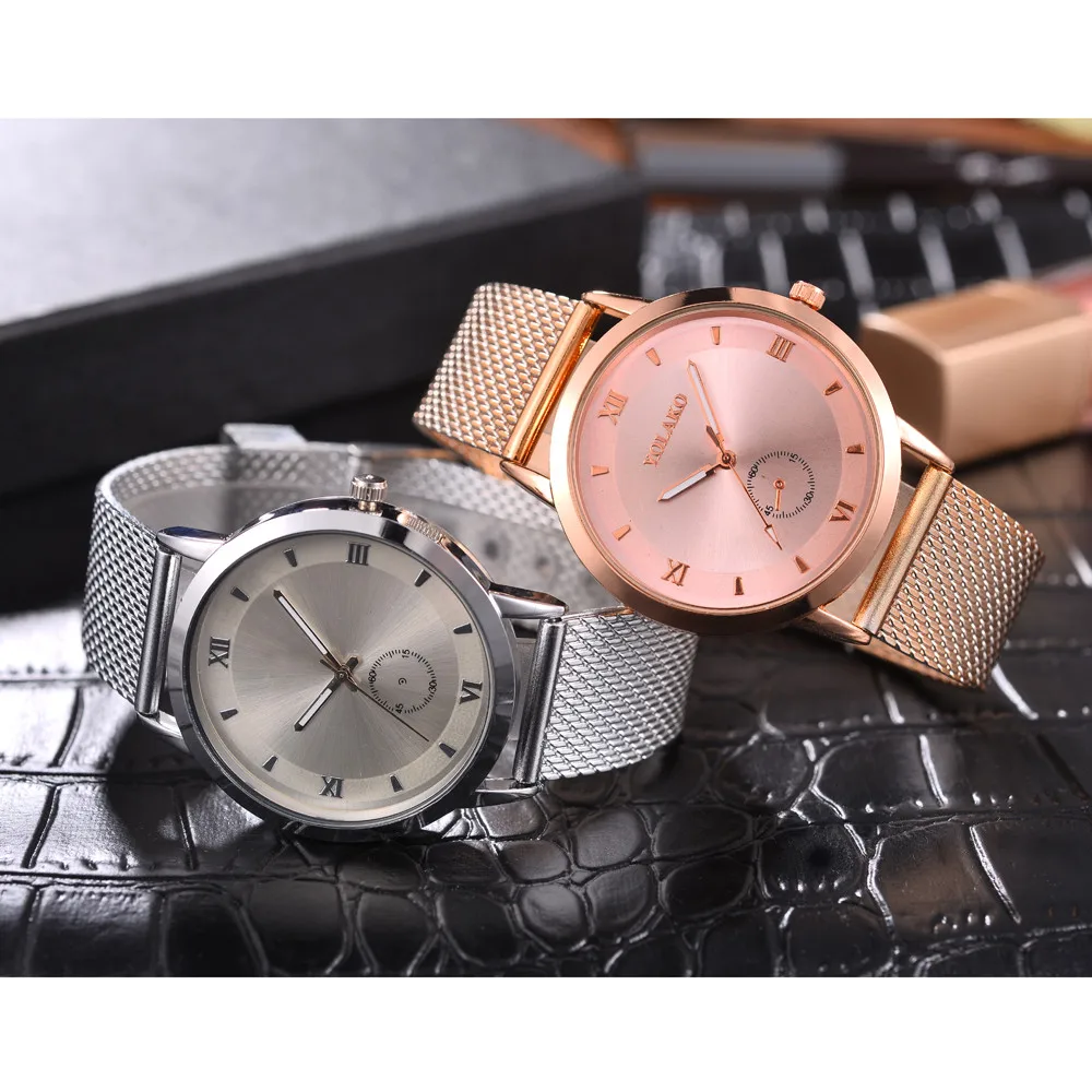 

Ladies Fashion Stainless Steel Dial Watches Female Luxury Mesh Round Dial Watch Ladies Business Black And Silver Wristwatches
