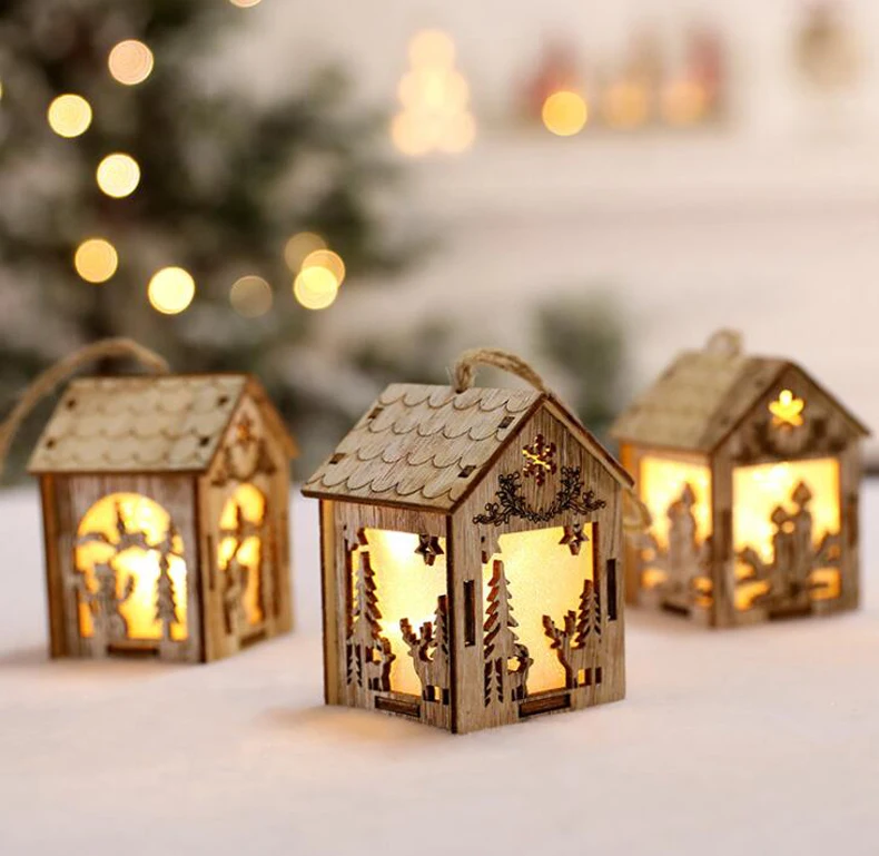 Рождественское украшение Подвеска светильник кабина небольшой деревянный дом