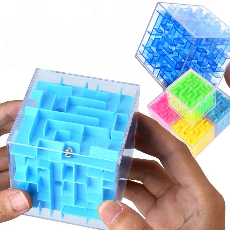 

8cm Baby Toys 3D Maze Transparent Six sided Puzzle Speed Cube Roll The Ball Cube Maze Children Toys and Gifts for Boys and Girls