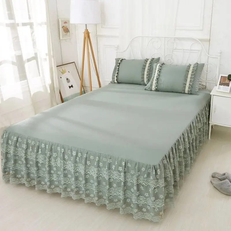 Cross-border 1pc Lace Bed Skirt Korean Princess Bedding Bedspreads Fitted Sheet for Girl Mattress Cover Queen Size Sheets | Дом и сад