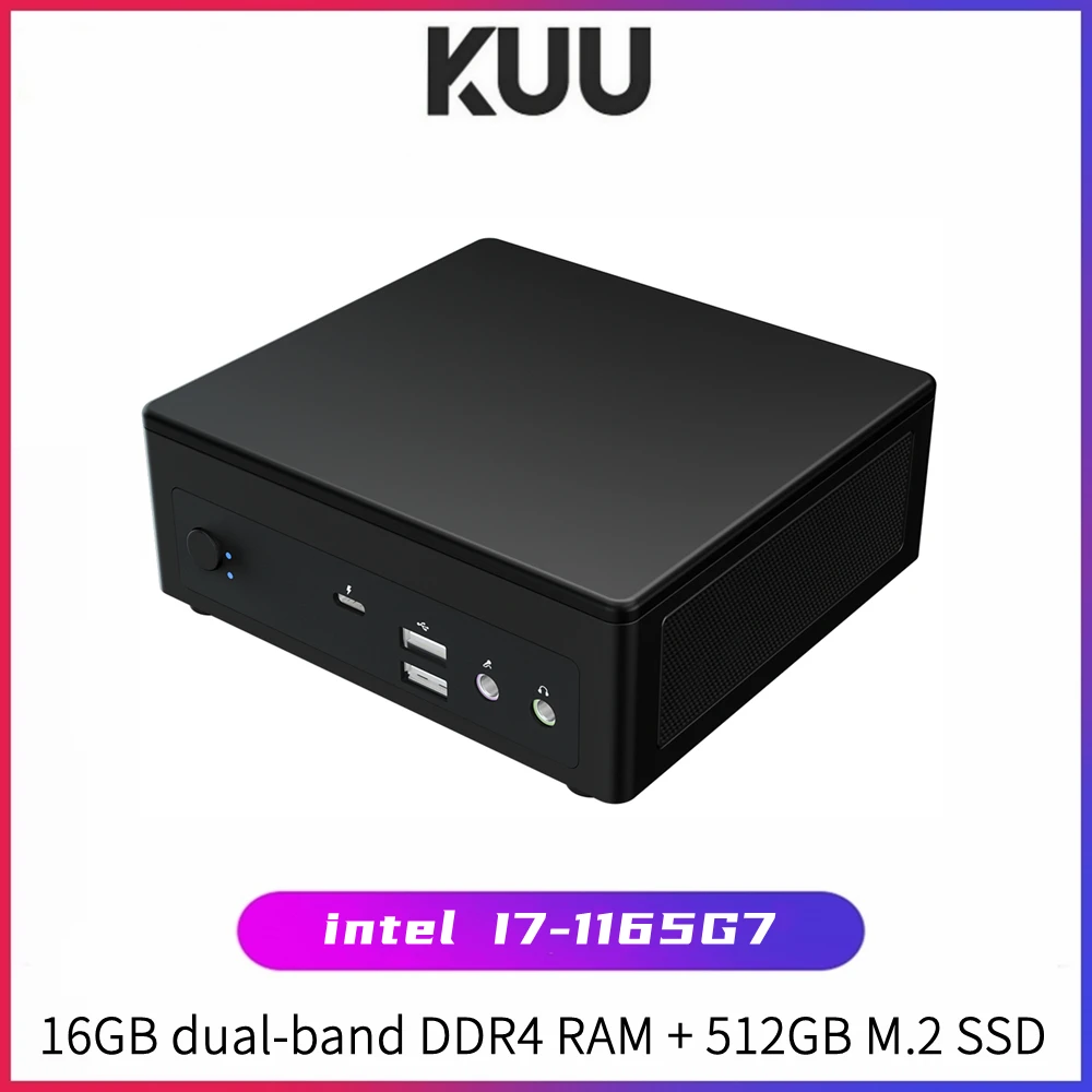 

KUU Mingar 2 Mini PC I7-1165G7 Win10 Iris Xe Graphics card RJ45 USB 3.0 Type-C WIFI 16GB dual-band DDR4 Hard disk can be added