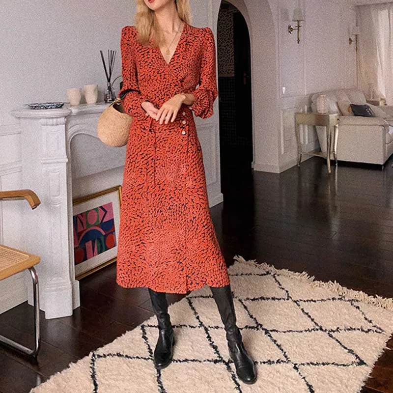 Женское платье с принтом губ и баской длинным рукавом | Женская одежда