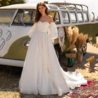 UZN Элегантное свадебное платье трапециевидной формы с пышными рукавами атласное свадебное платье с поясом с бисером платье для невесты на молнии сзади