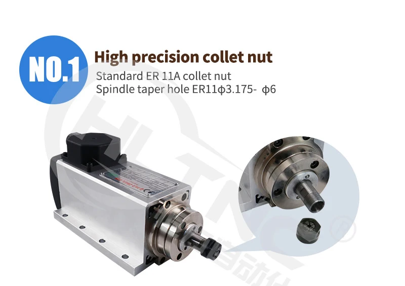 CNC 1,5 кВт 220 В/110 В квадратный шпиндель воздушного охлаждения комплект ER11 Цанга 1500 Вт мотор шпинделя с воздушным охлаждением+ 1,5 кВт VFD фрезерный станок