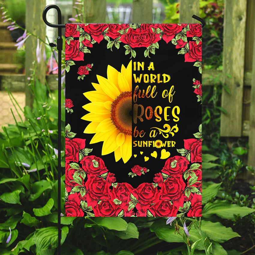 

Флаг Be A Sunflower, розы, сердце, для украшения дома, для сада, фестиваля, прочный материал премиум качества