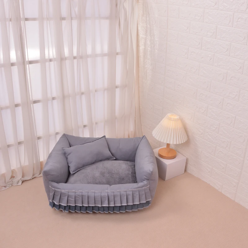 Online Sofá macio do animal de estimação do algodão da cama do cão do animal de estimação da segurança sofá cinzento