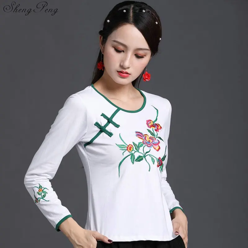 Китайский традиционный топ с цветочным принтом Cheongsam китайская блузка рубашка