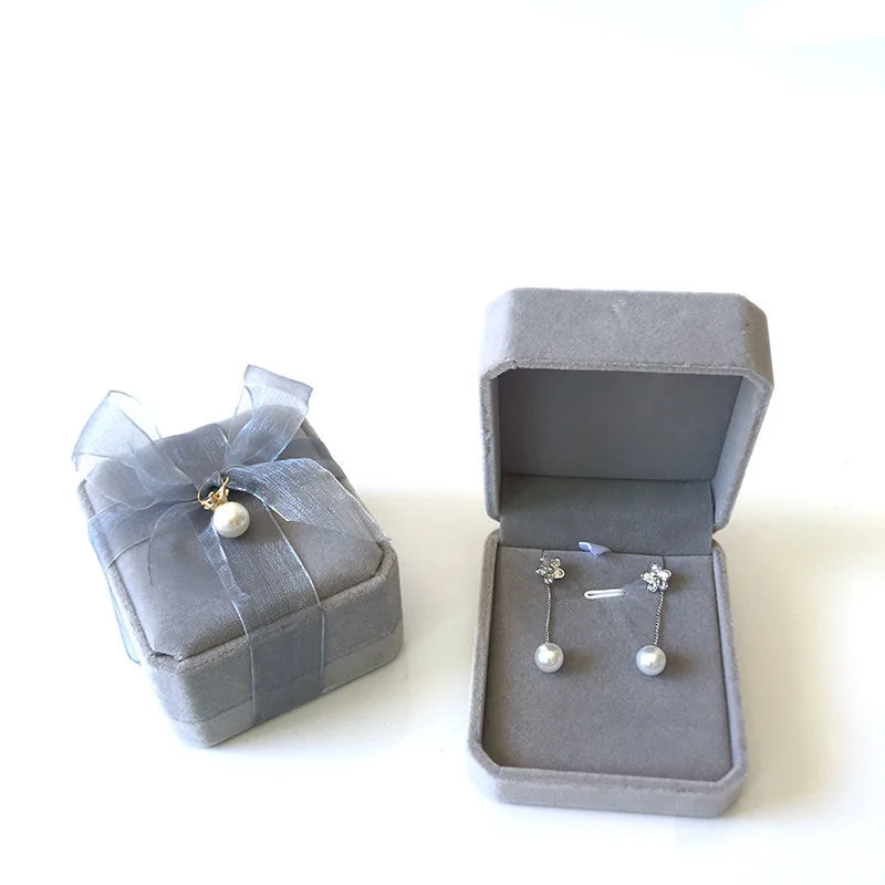 

flannel Storage Jewelry Box Compartment Adjustable Container For Beads Earring Box For Jewelry Rectangle Box Case