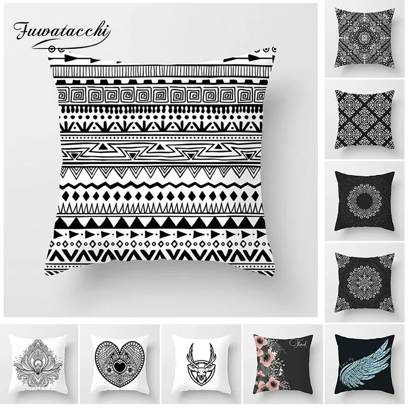 Чехол на подушку в стиле ретро Fuwatacchi с цветочным рисунком и оленем декоративная