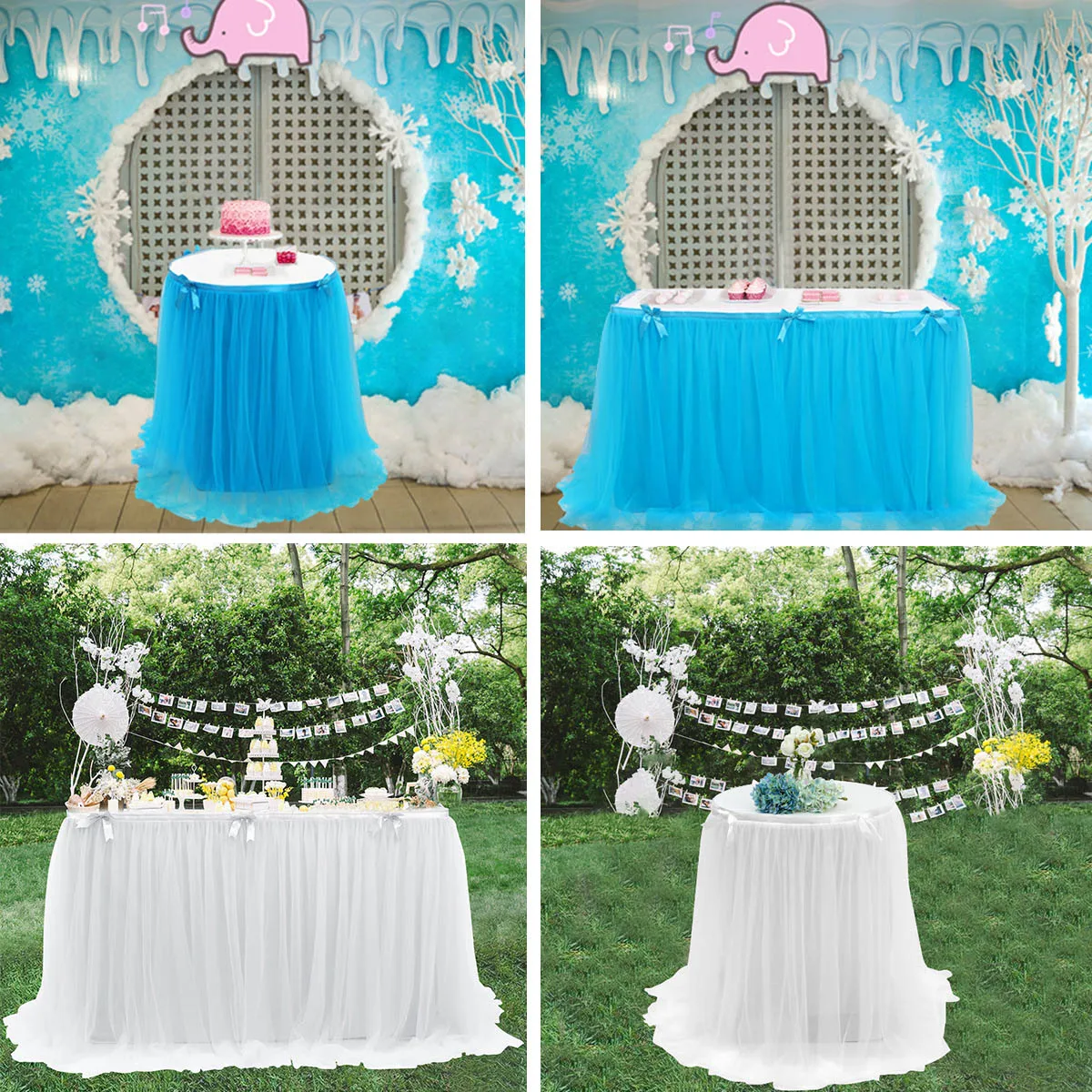 

280*76cm Halloween Party Favor Tutu Table Cloth Tulle Skirt Table Baby Shower Decorations Creative Birthday for Black Wedding