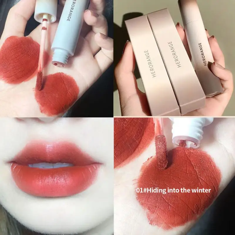 

1PC Matte Velvet Lip Glaze 6 Colors Waterproof Long-Lasting Not Easy To Fade Lip Mud Lipstick Makeup Cosmetic Lip Gloss TSLM2