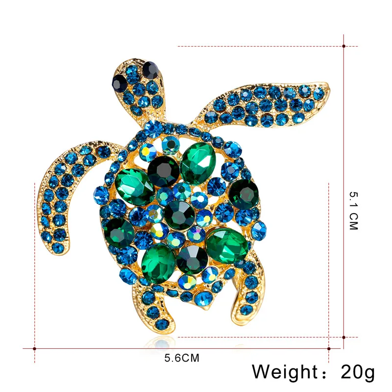

Green Rhinestone Turtle Brooches Women Men Sea Turtle Animal Party Causal Brooch Pins Gifts wholesale