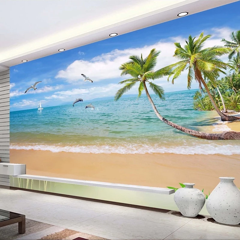 Custom 3D Wallpaper Summer Seascape Sandy Beach Poster Wall Painting Living Room Bedroom Photo Paper Papier Peint Mural | Обустройство