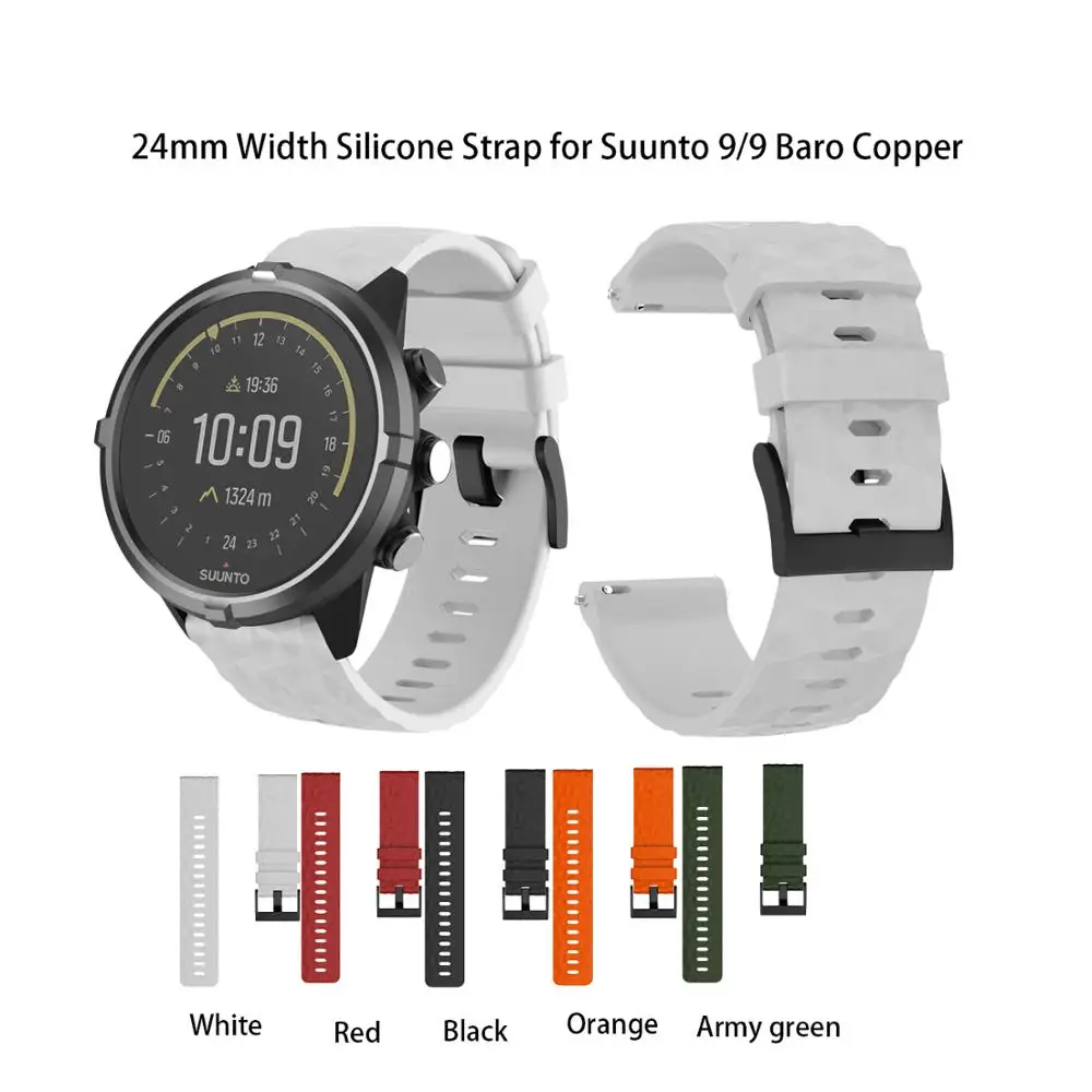 

24mm Width Watch Strap for SUUNTO 9 Baro Band Outdoor Sport Silicone Replacement Wristband for SUUNTO 9 Baro Copper/Spartan Band