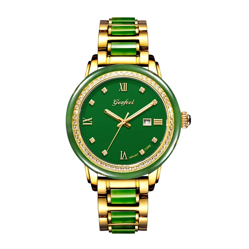 

GEZFEEL JAPAN MOVEMENT DIAMOND NATURAL JASPER WATCH NATURAL JADE MECHANICAL WATCH NEW MEN'S WATCHES MALE WRISTWATCH MAN GIFT