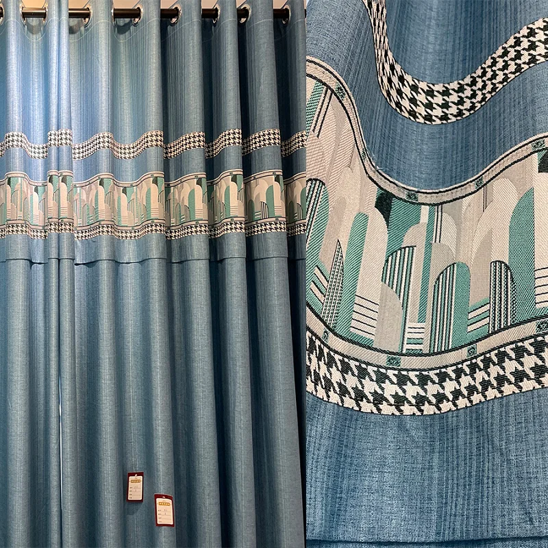 

New Blackout Curtain Stitching Simple Nordic Style Living Room Bedroom Curtain