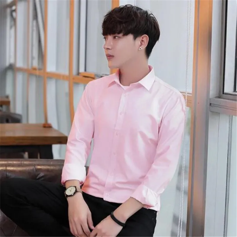 Модная Роскошная формальная Мужская классическая рубашка с длинным рукавом не