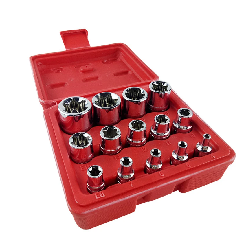 

Crv Material 14pcs/set E Torx Star Female Bit Socket Set Drive E4 - E24 Repair Tool Hand Tool Set High Quanlity