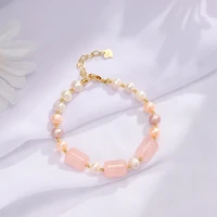 gold winding pink crystal bucket freshwater pearl bracelet lucky transfer and in love diy multi treasure jewelry for women