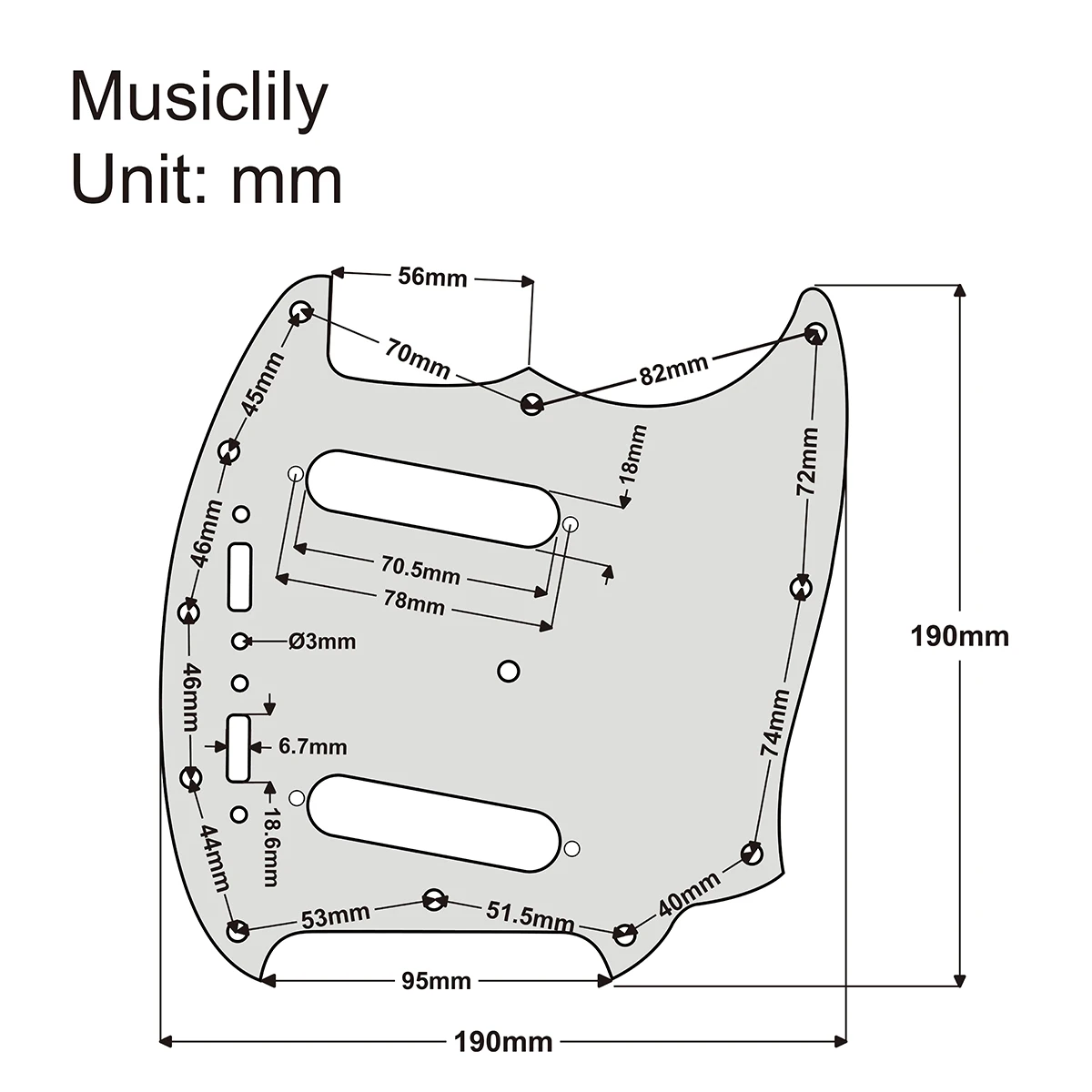 Musiclily Pro маркер для гитары с 12 отверстиями крыльев американский Mustang 4-слойная