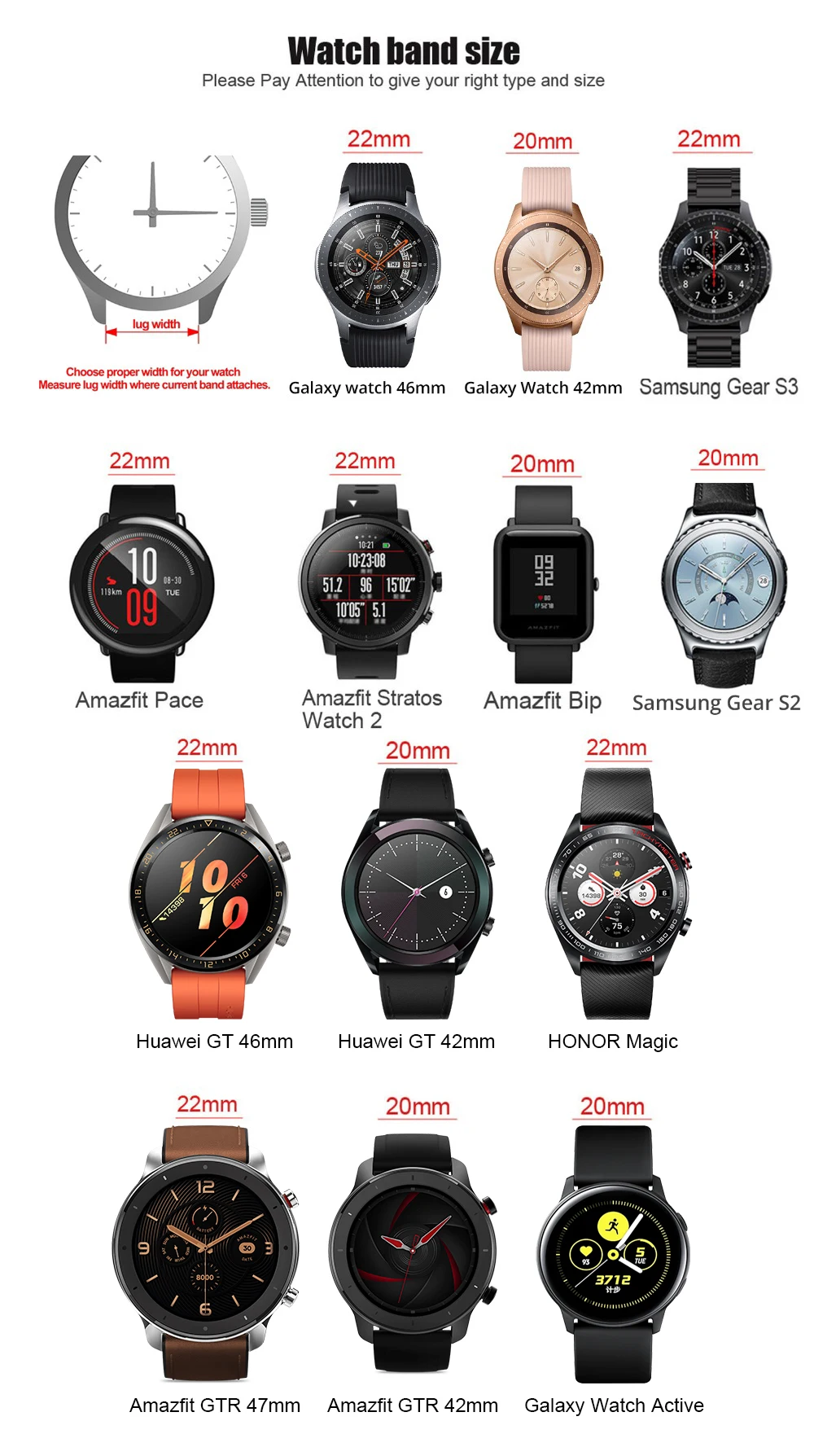 22 мм 20 мм силиконовый ремешок для samsung Galaxy 46 мм/Active 2/S3 ремешок для часов для Amazfit GTR GTS/huawei GT/Garmin vivoactive 3 полосы