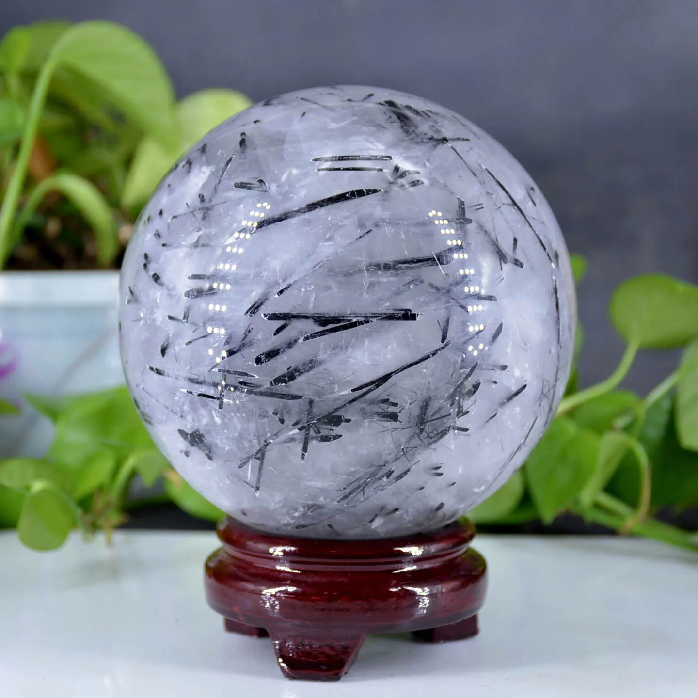 

Natural Quartz BlackTourmalineCrystal Ball Home Decoration Sphere Dark Energy Chakras Heal Decoratio Furnishing Articles