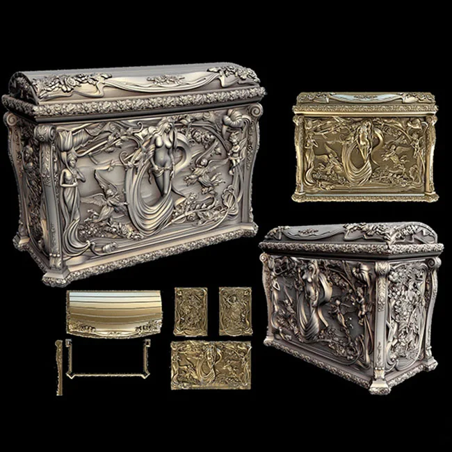 Коробка с женской цветочной 3d моделью STL рельеф для ЧПУ формат модель stl artcam vectric