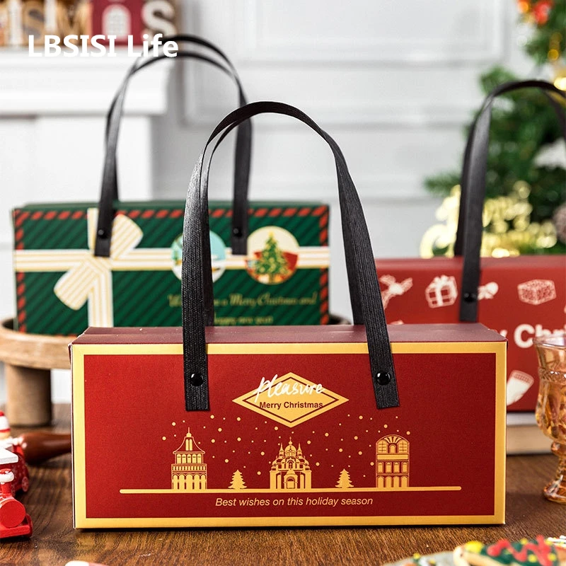 

Рождественская бумажная коробка с ручками LBSISI Life 5 шт., упаковка для печенья и конфет, украшение, подарок Санта-Клаус, товары для вечерние Рин...