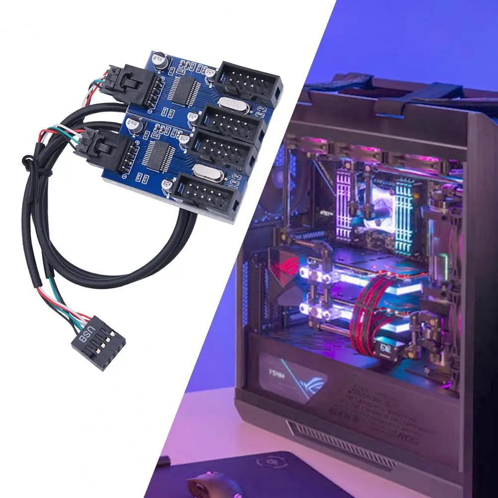 

Кабель расширения, практичная Плата расширения Plug Play 4 в 1 USB2.0 9-pin для компьютера