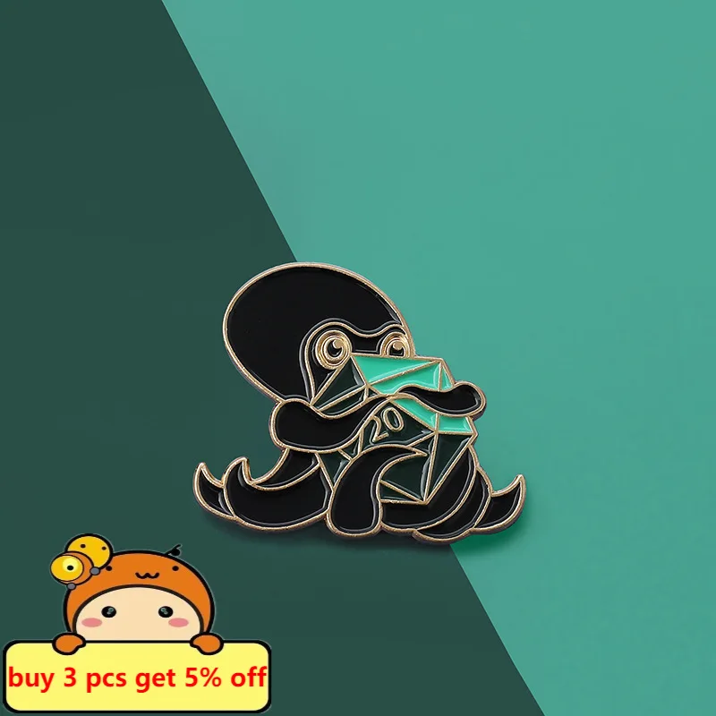 Значок на лацкан с изображением морских животных осьминога приманка обмотка