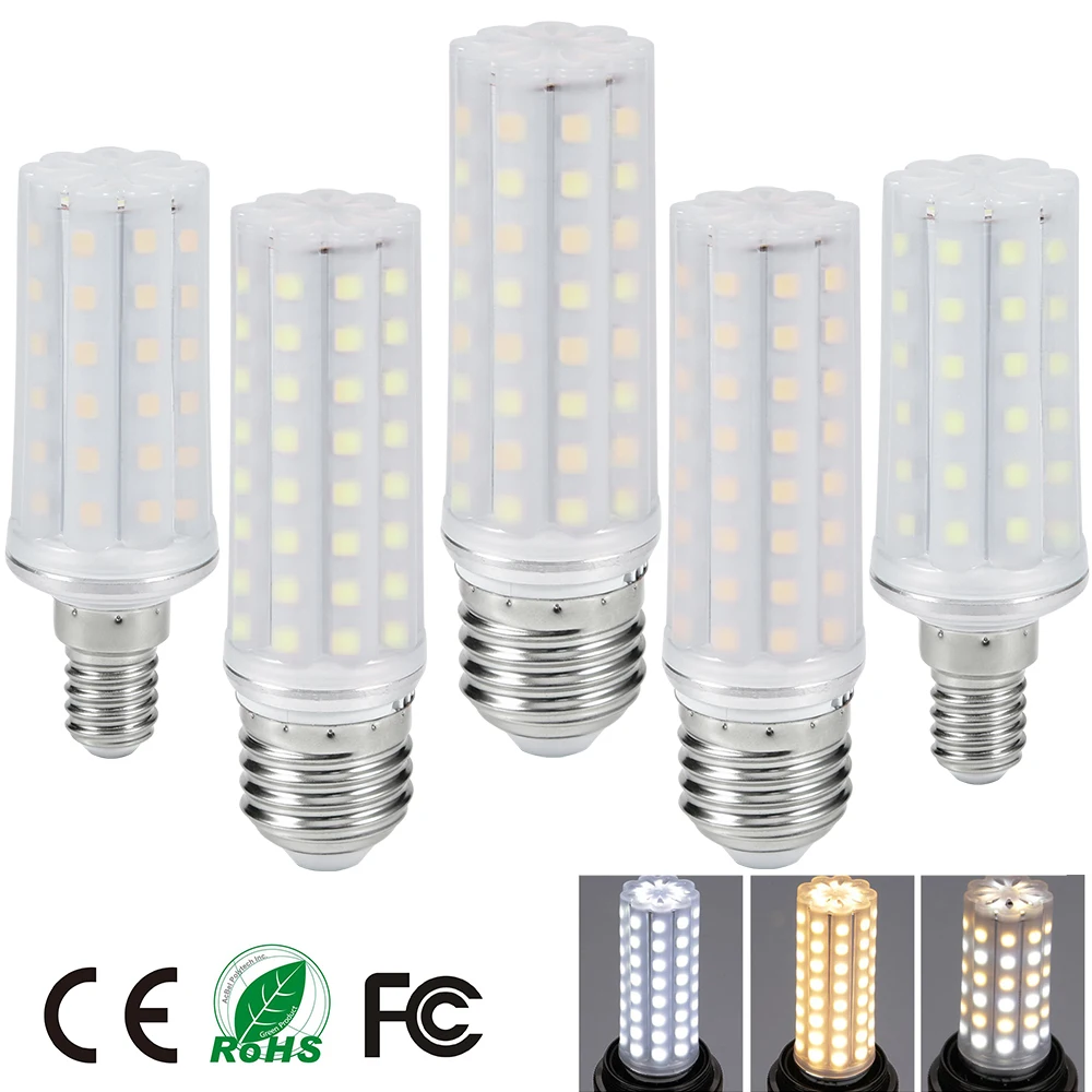 

E14 E27 LED Light Corn Bulb 60 80 LED SMD2835 Candle Bulb Home Indoor Lighting 7W 9W Three color Bulb Chandelier Lamp lampara