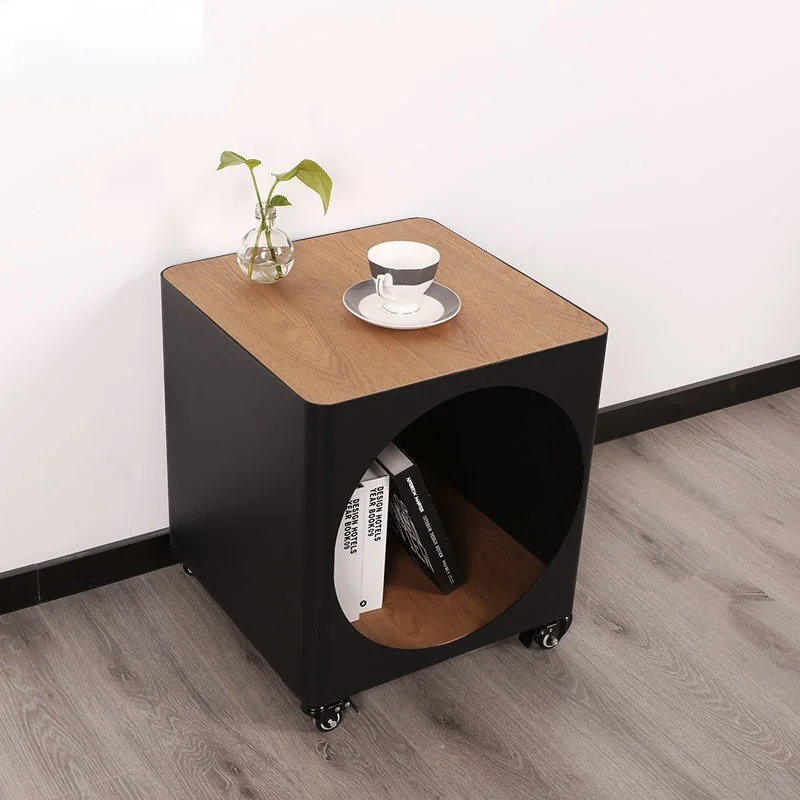 

GY Mobile Coffee Table with Wheels Metal Corner Table Iron Bedside Table Shelf Activity Small Coffee Table Nordic Side Table