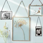 Промышленная стильная двухсторонняя стеклянная подвесная фоторамка, настенная рамка, Цветочный образец растения, держатель для портрета