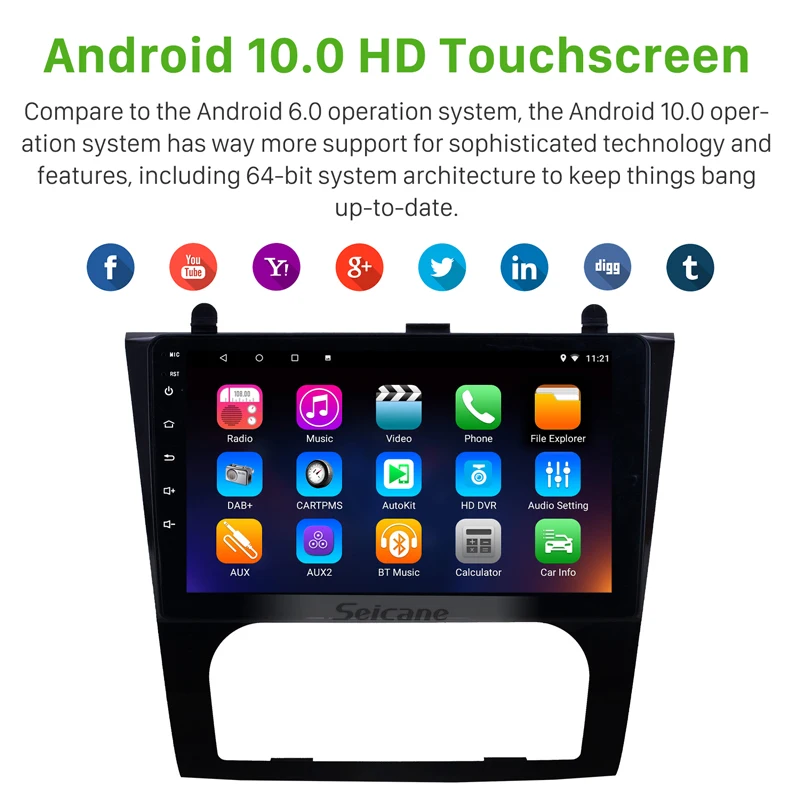Мультимедийный проигрыватель Seicane Android 10 0 2 Гб ОЗУ 9 дюймов автомобильный