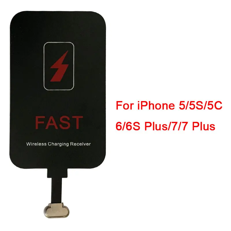 For iPhone Быстрое беспроводное зарядное устройство приемник для iPhone 7 6 Plus 6s 5 Micro usb type C беспроводной зарядный адаптер Разъем для samsung Xiaomi - Тип штекера: For iPhone