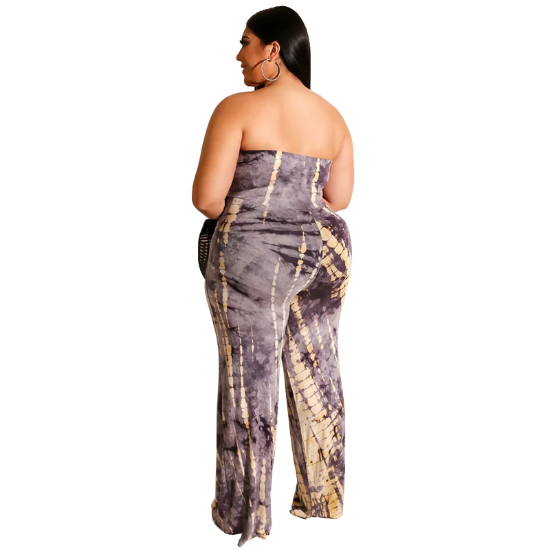

Women Plus Size Off Shoulder Print Beach Jumpsuit Romper Sleeveless Long Wide Leg Pants Overalls Sexy Backless Summer Playsuit