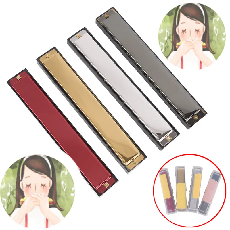 

Металлический гармоника 24 Отверстия с 48 тонов октавы-настроенный рот Органы с чехол для гармоники для начинающих