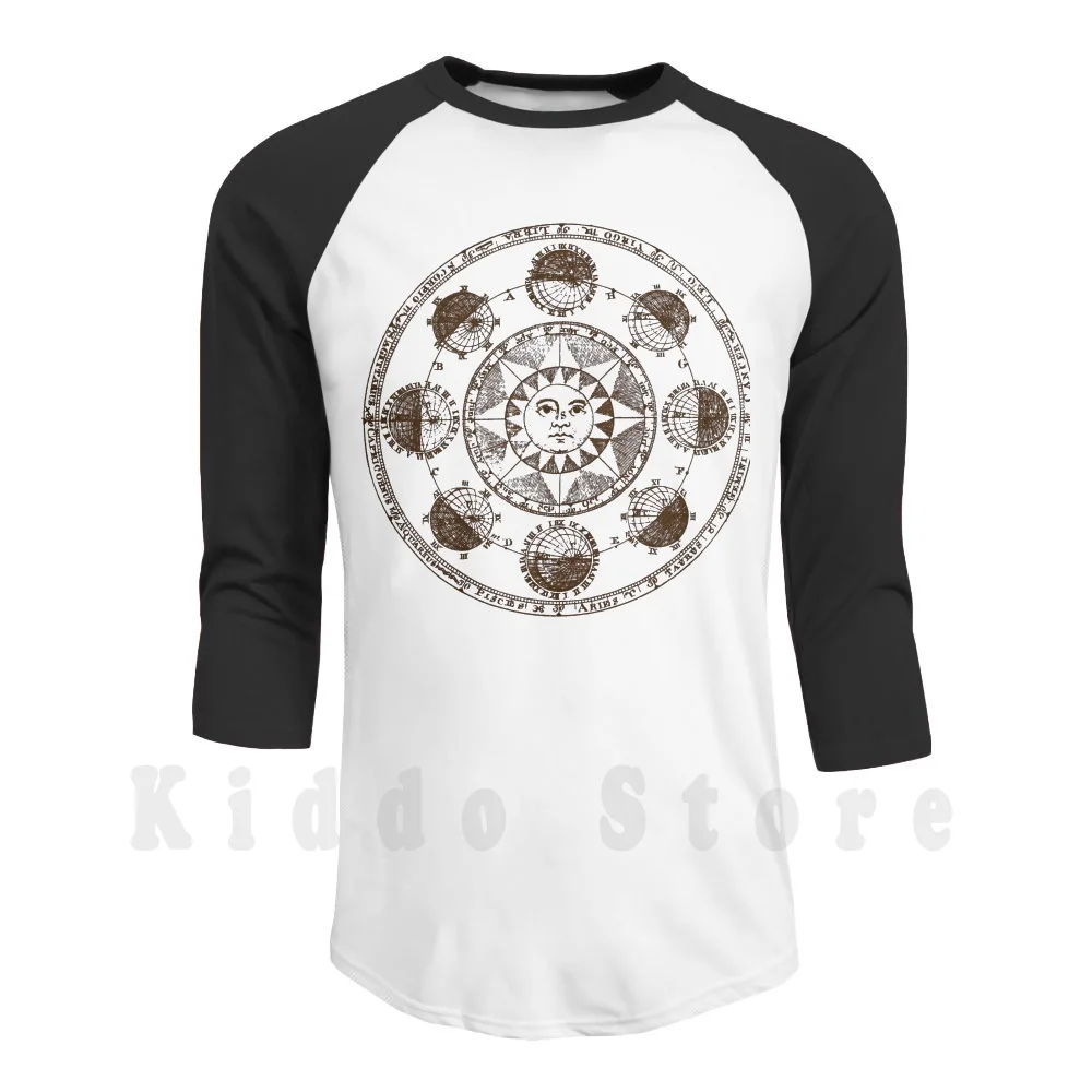 Астрономическая площадка Plate Xlii: детали: солнце и толстовка с длинным рукавом астрономические схемы зодиака планеты