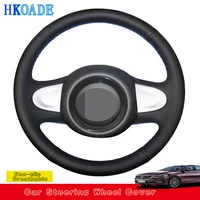 customize diy genuine leather car steering wheel cover hand stitched for mini coupe 2013 2 spoke car interior