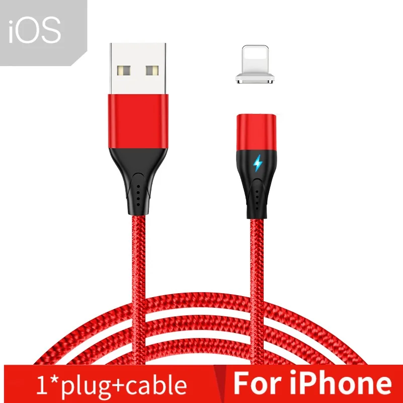 NOHON Магнитный кабель Micro usb type C Магнитный USB кабель передачи данных для быстрой зарядки для iPhone XS MAS X XR 8 7 6 6S магнит зарядное устройство для телефона - Цвет: Red for iPhone