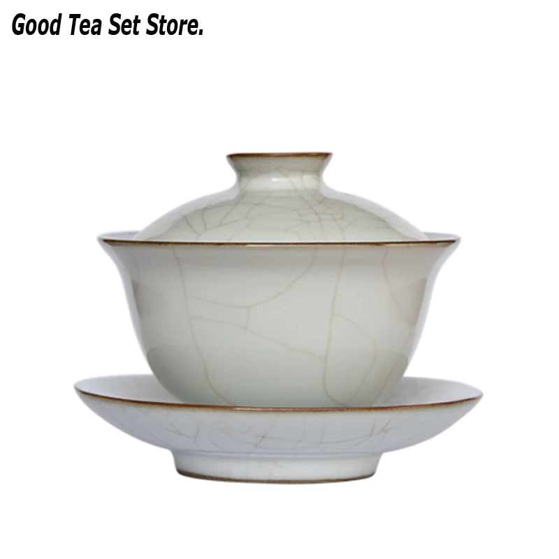 5 унций хрустящая глазурь Ru Kiln Gaiwan керамическая чашка с крышкой блюдце набор