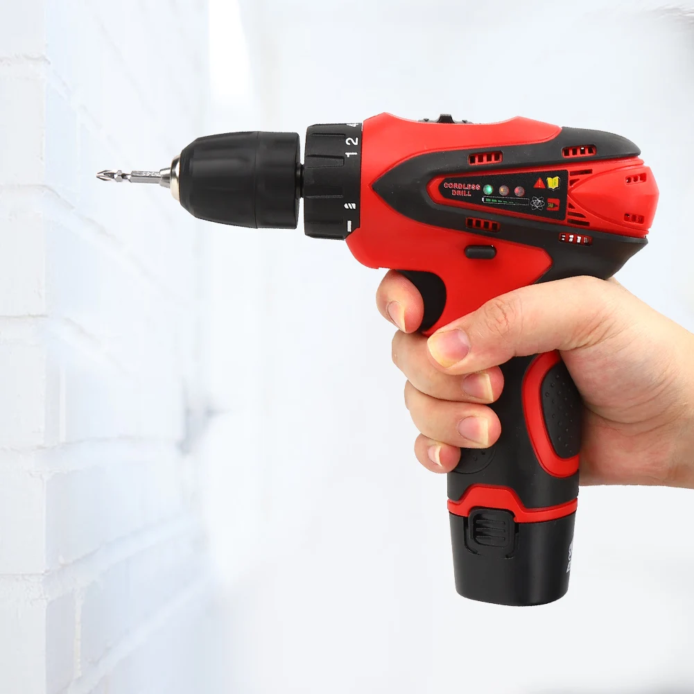 

12V Cordless Drill Electric Screwdriver Mini Wireless Power Driver DC Lithium-Ion Battery 18+1 Lithium drill DIY Power Tools