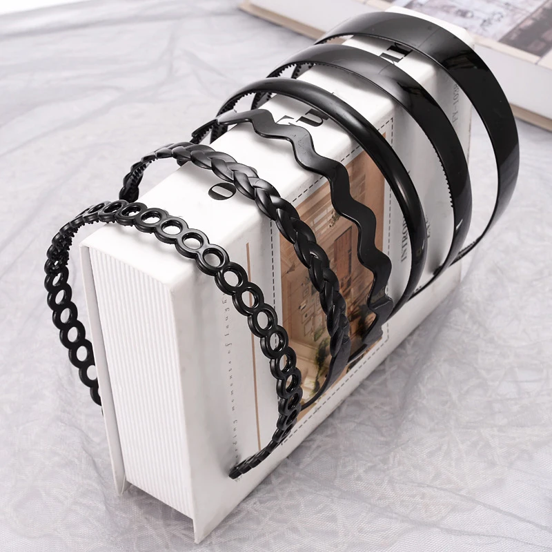 

1PCS Simple Plain Black Non-slip Hair Hoop Women Hair Headband Hairgrips Plastic Hairpin Headdress 9 Types