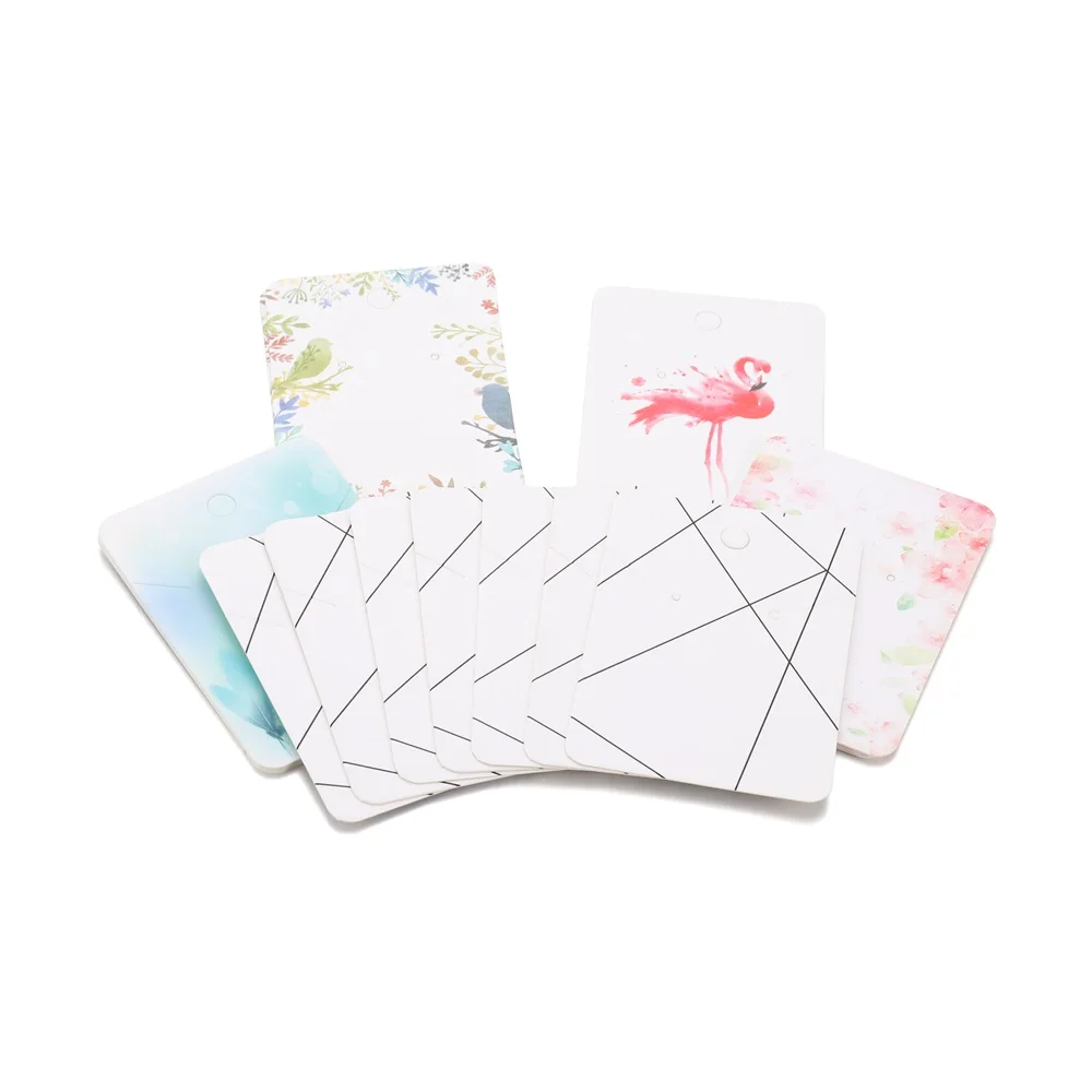 

20-50Pcs 5*7cm Earrings Necklaces Display Hard Cards Feather Flower Hang Tag Ear Studs Card For DIY Jewelry Display Card