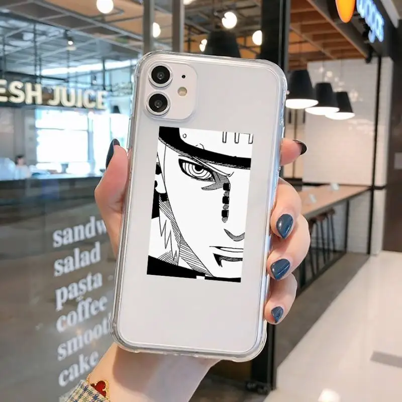 

Black Naruto Anime Pain Uchiha Sasuke Phone Case Transparent for iPhone 11 12 mini pro XS MAX 8 7 6 6S Plus X 5S SE 2020 XR