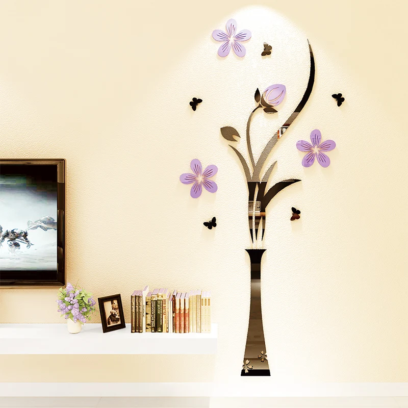 Красный фиолетовый ваза стикеры Настенные дома декоративные обои пасты