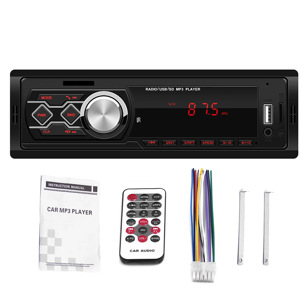 Автомобильный fm радио стерео MP3 музыкальный плеер Bluetooth Авторадио 12 В AUX TF карта USB